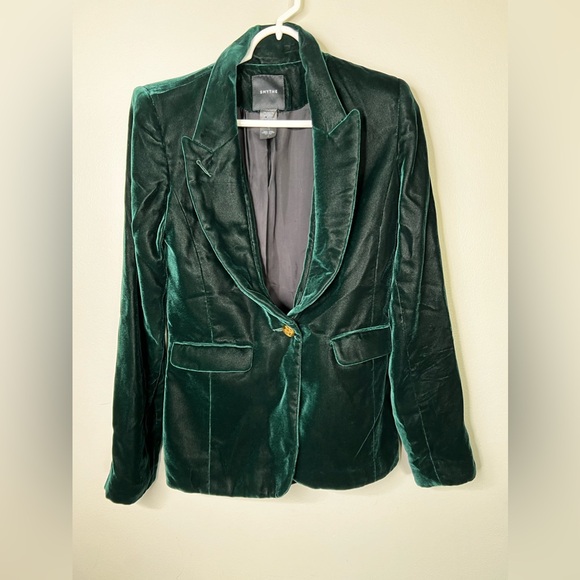 Smythe Velvet Peaked Lapel Blazer Emerald Size 2/ XS Green - Picture 5 of 9